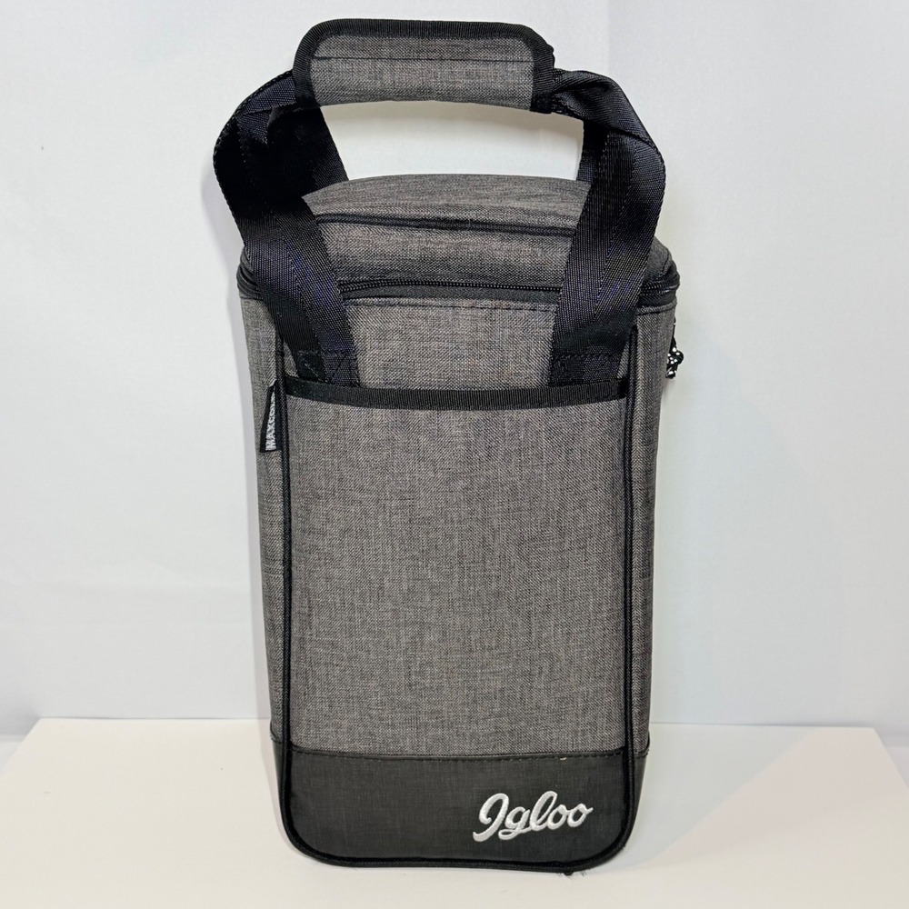Igloo MaxCold 2 Bottle Wine Cooler Bag Heather Gray Insulated Travel Carrier